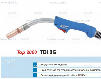 Горелка для полуавтоматической сварки TBI 8G-blue-RGZ, длина 4 метра - st-e.info - Москва